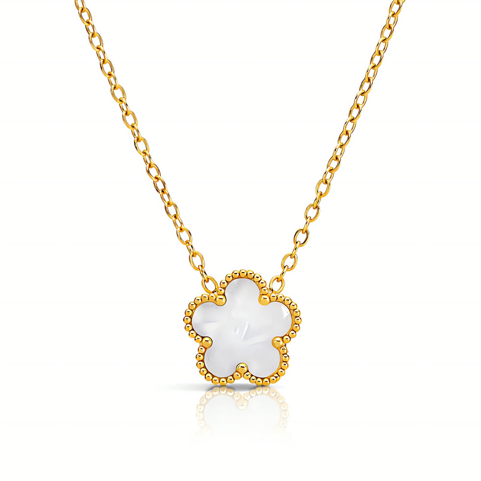 Flower Necklace, 18K Gold Plated Steel