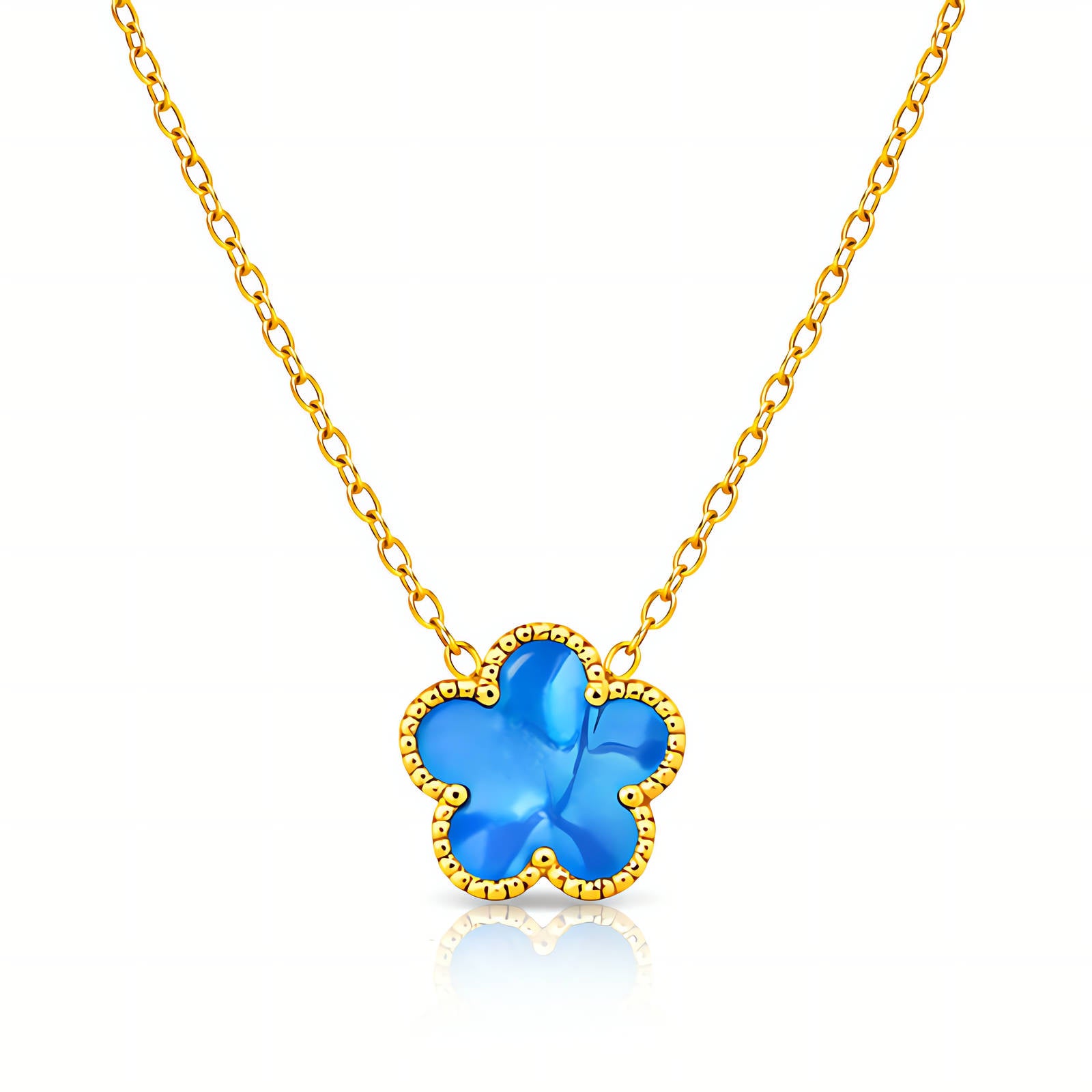 Flower Necklace, 18K Gold Plated Steel