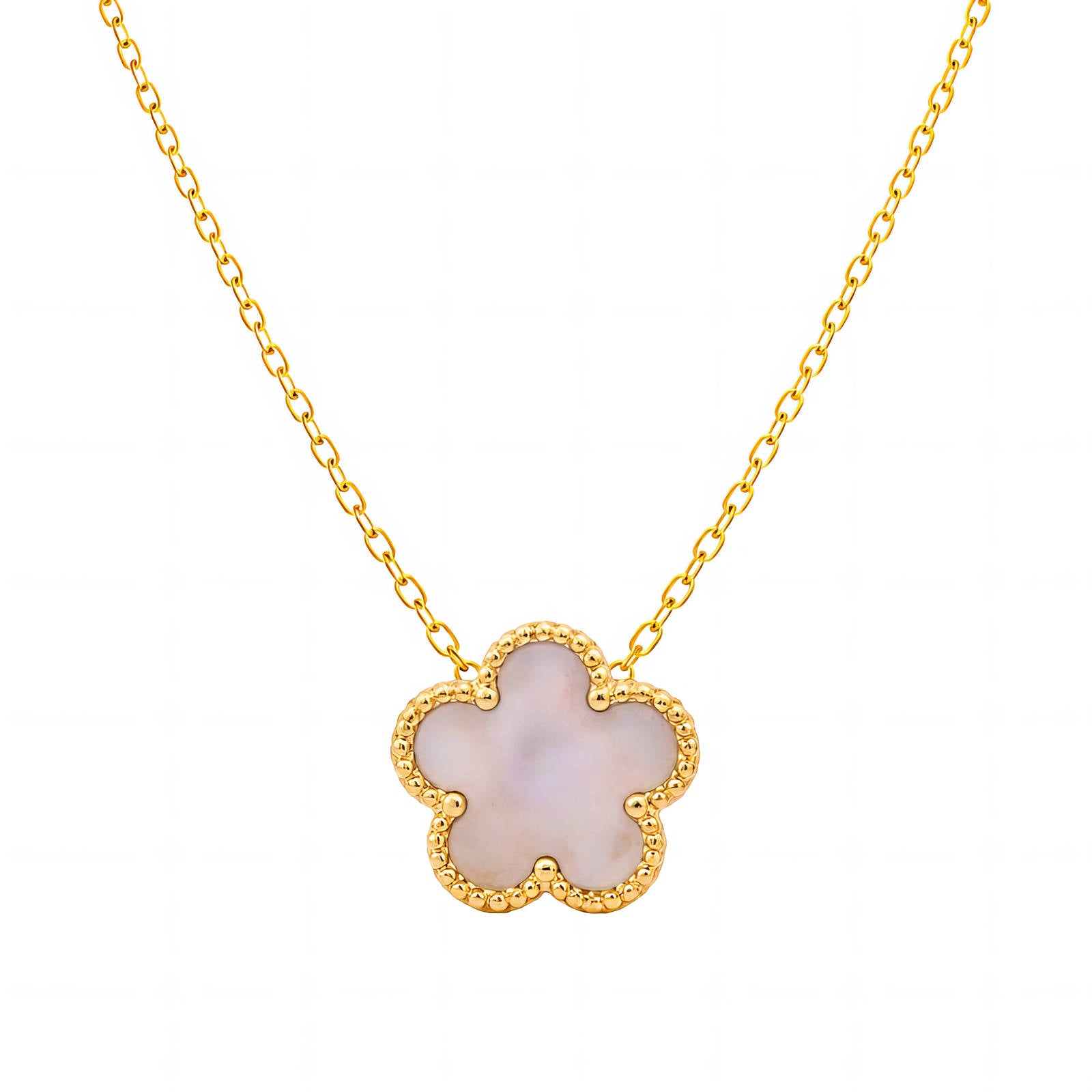 Flower Necklace, 18K Gold Plated Steel