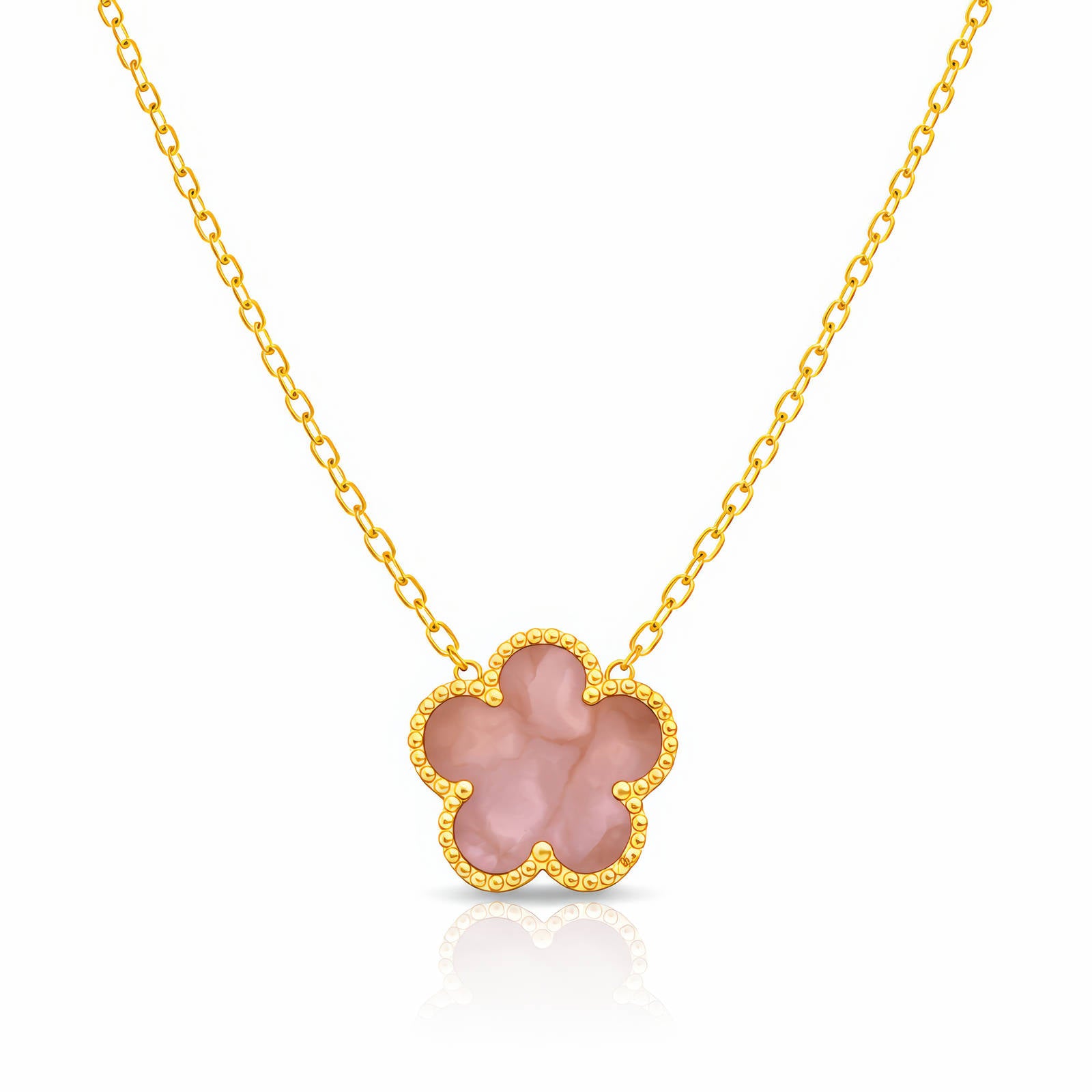Flower Necklace, 18K Gold Plated Steel