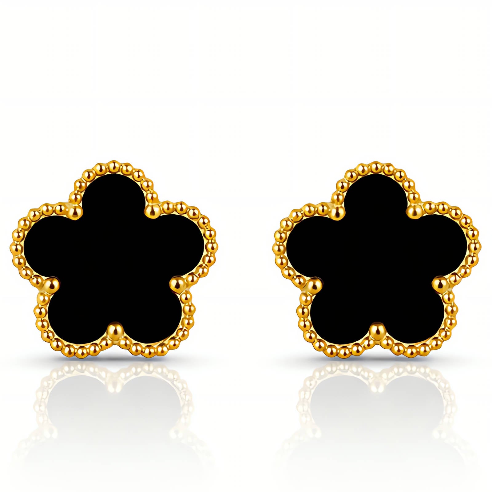 Flowers Earrings, 18K Gold Plated Steel