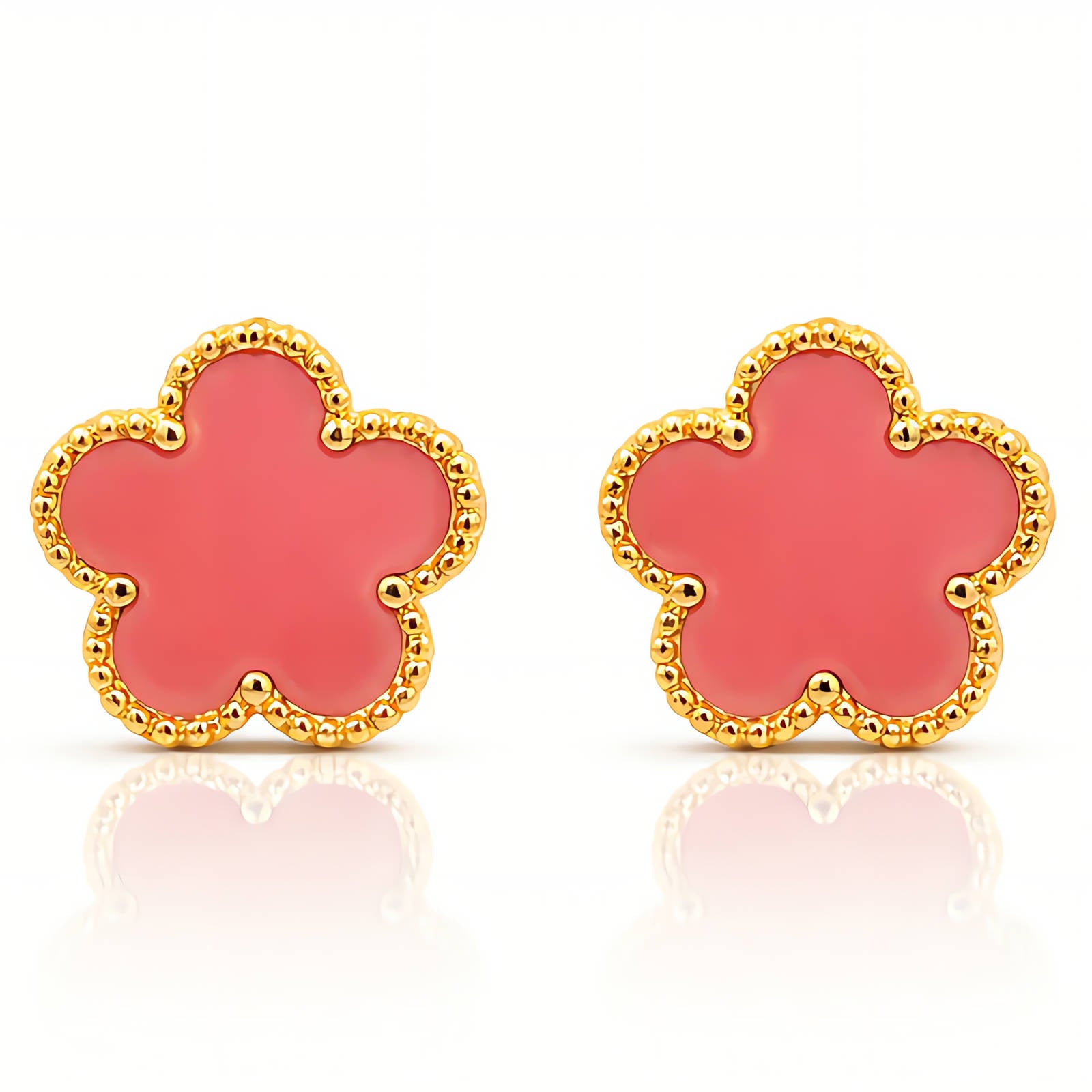 Flowers Earrings, 18K Gold Plated Steel