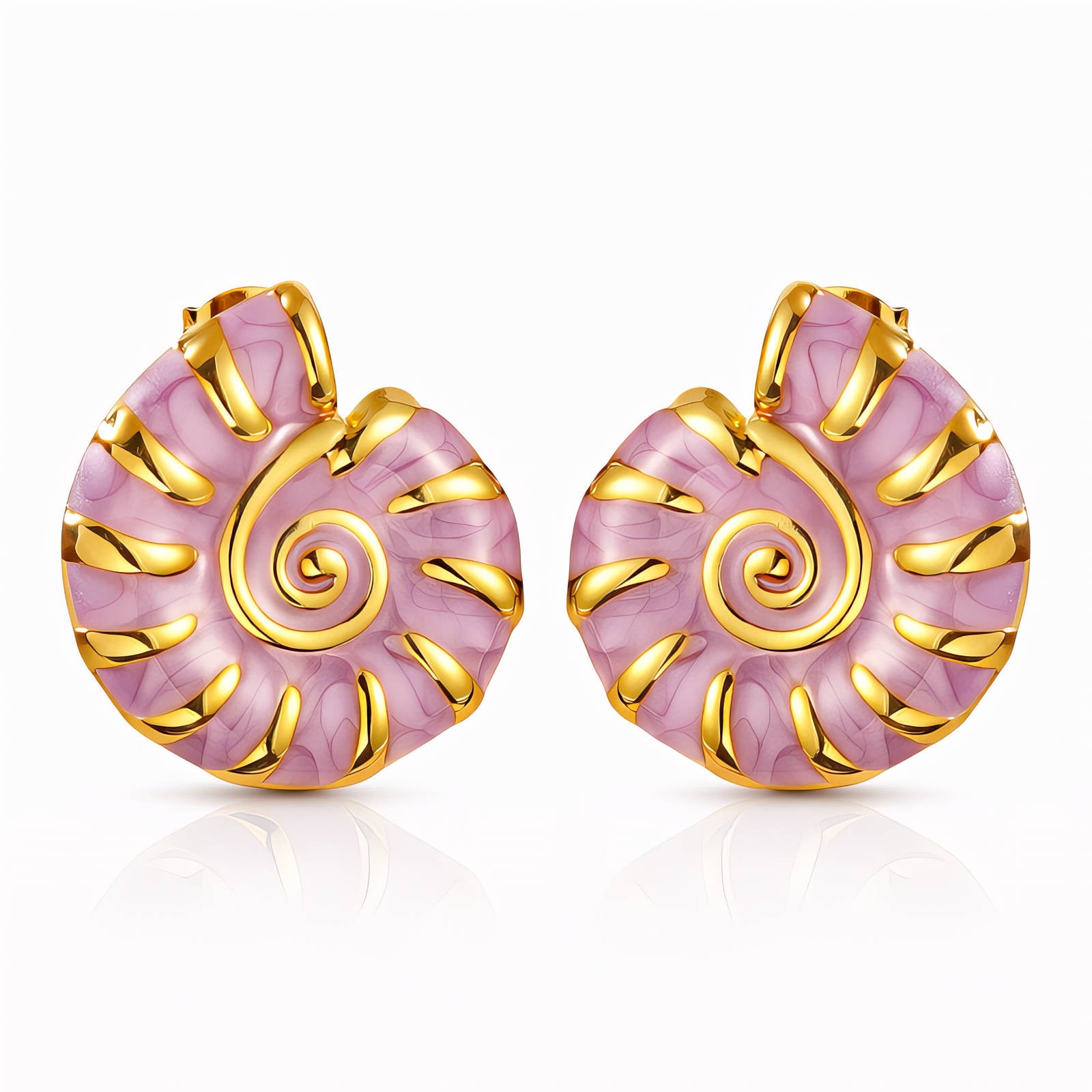 Seashells Earrings, 18K Gold Plated Steel