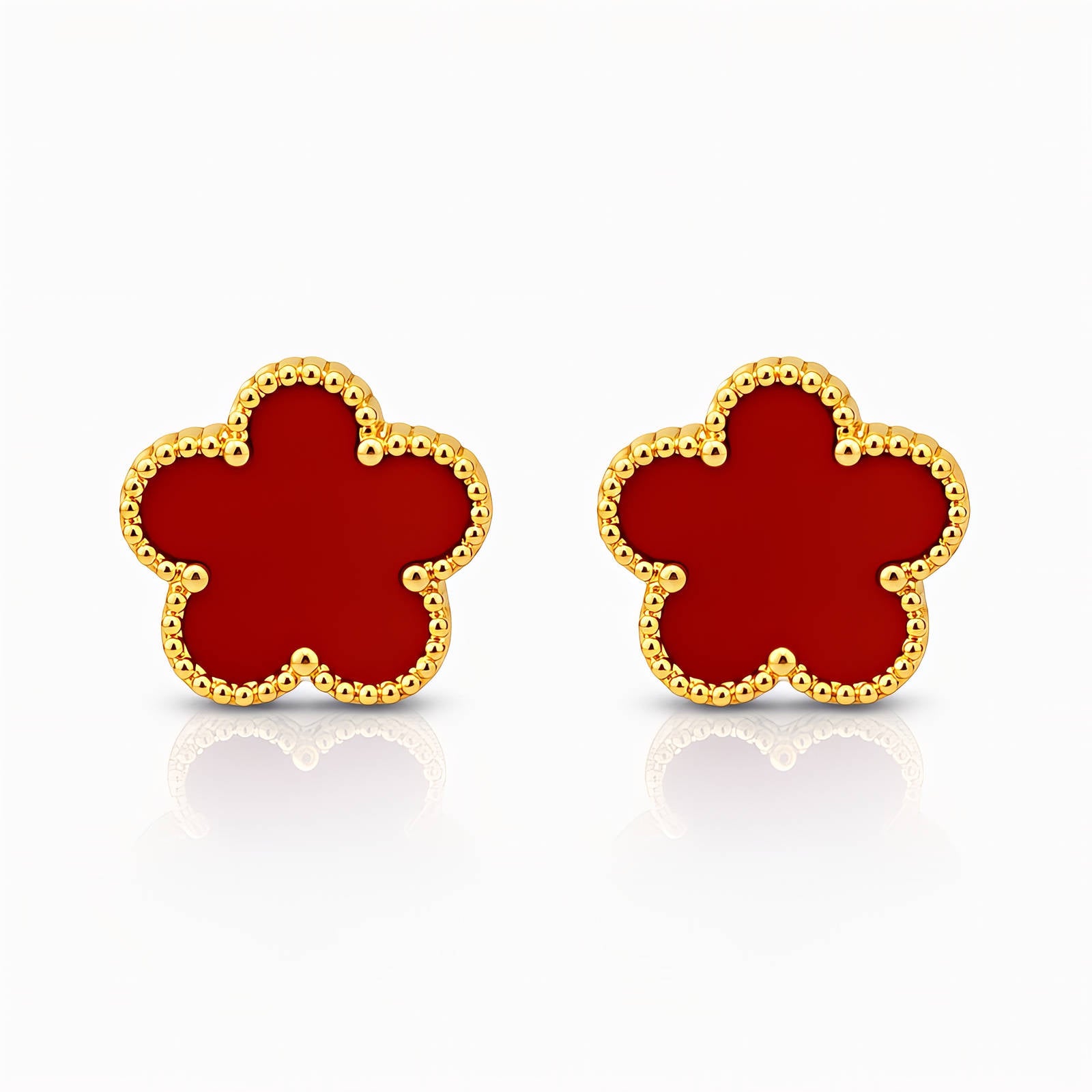 Flowers Earrings, 18K Gold Plated Steel