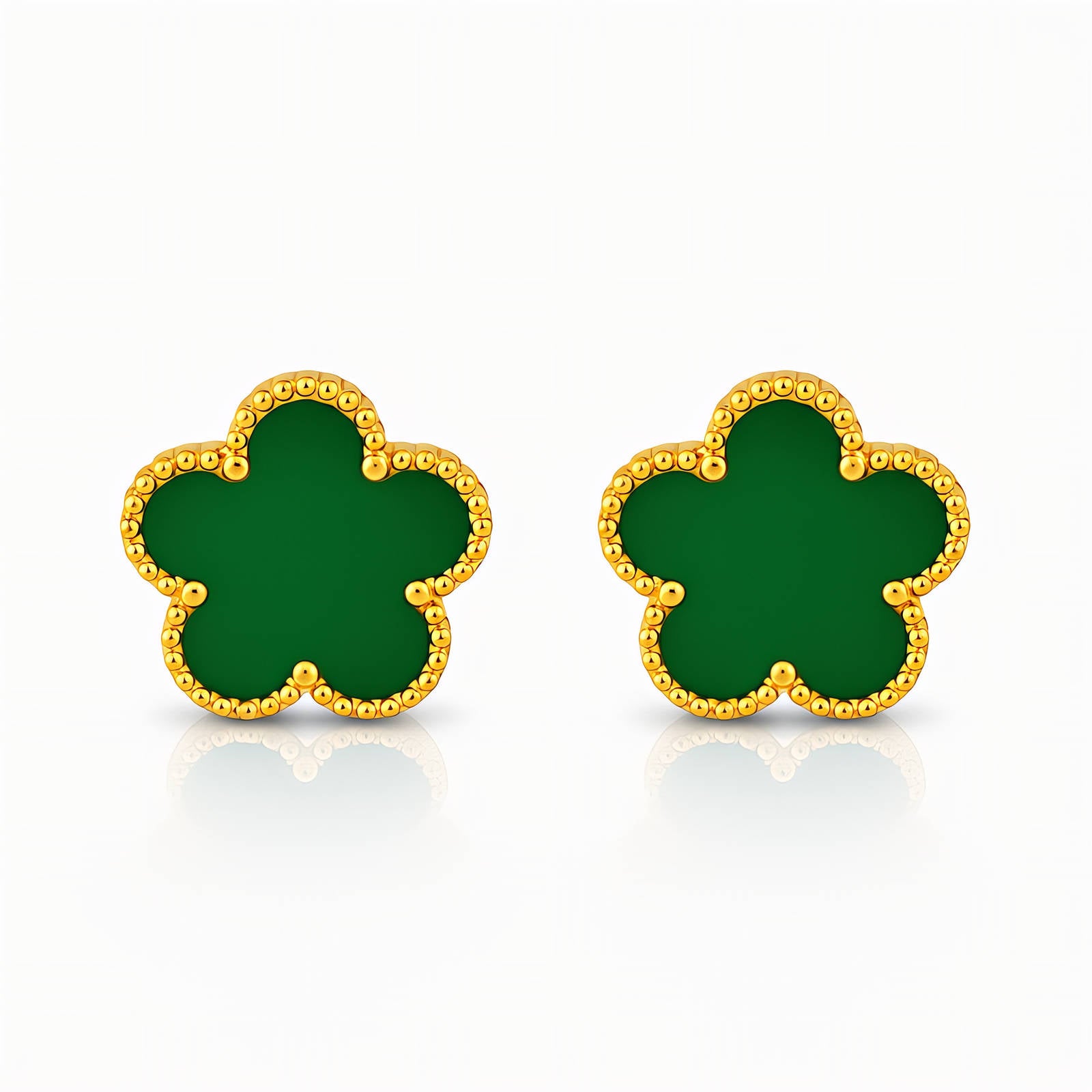 Flowers Earrings, 18K Gold Plated Steel