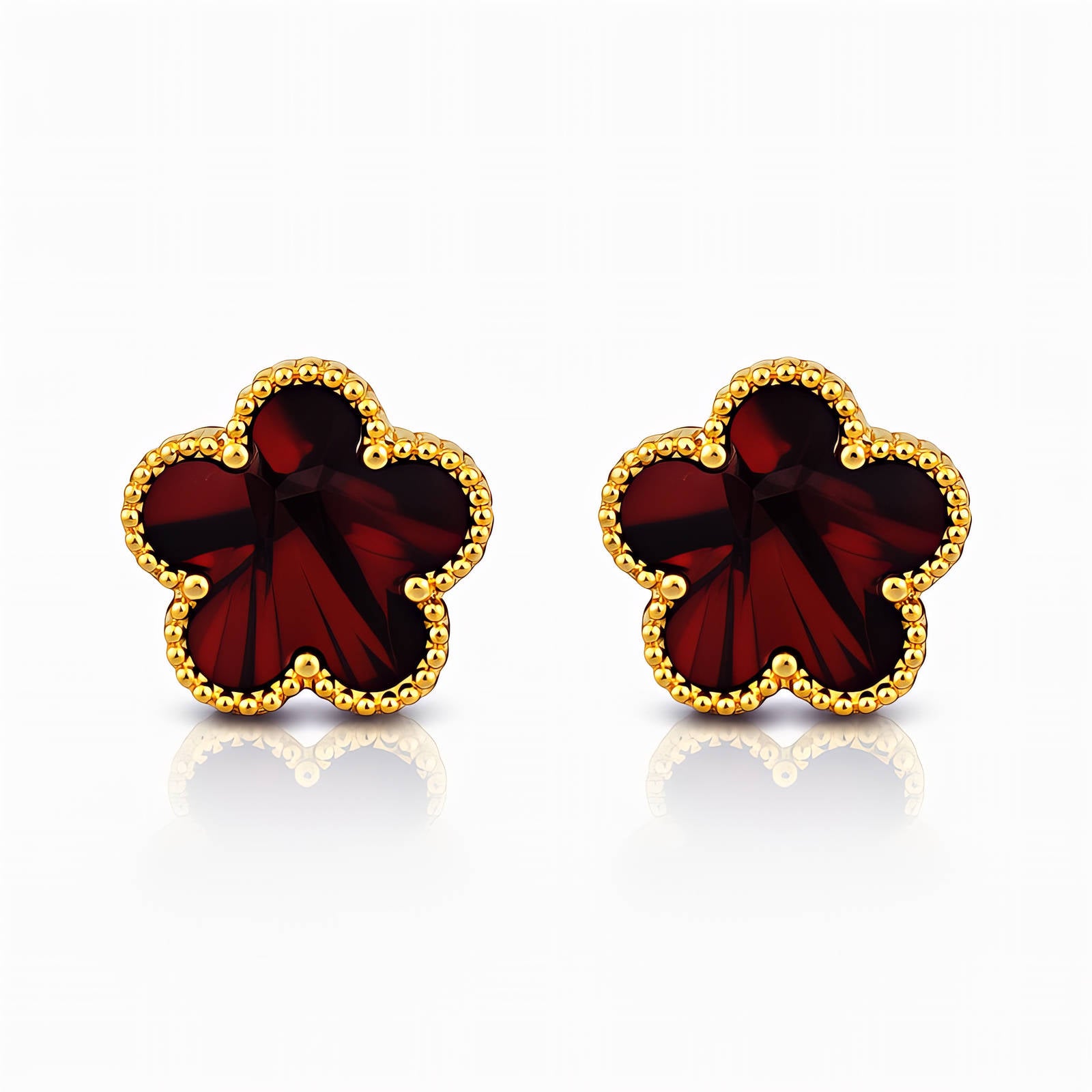 Flowers Earrings, 18K Gold Plated Steel