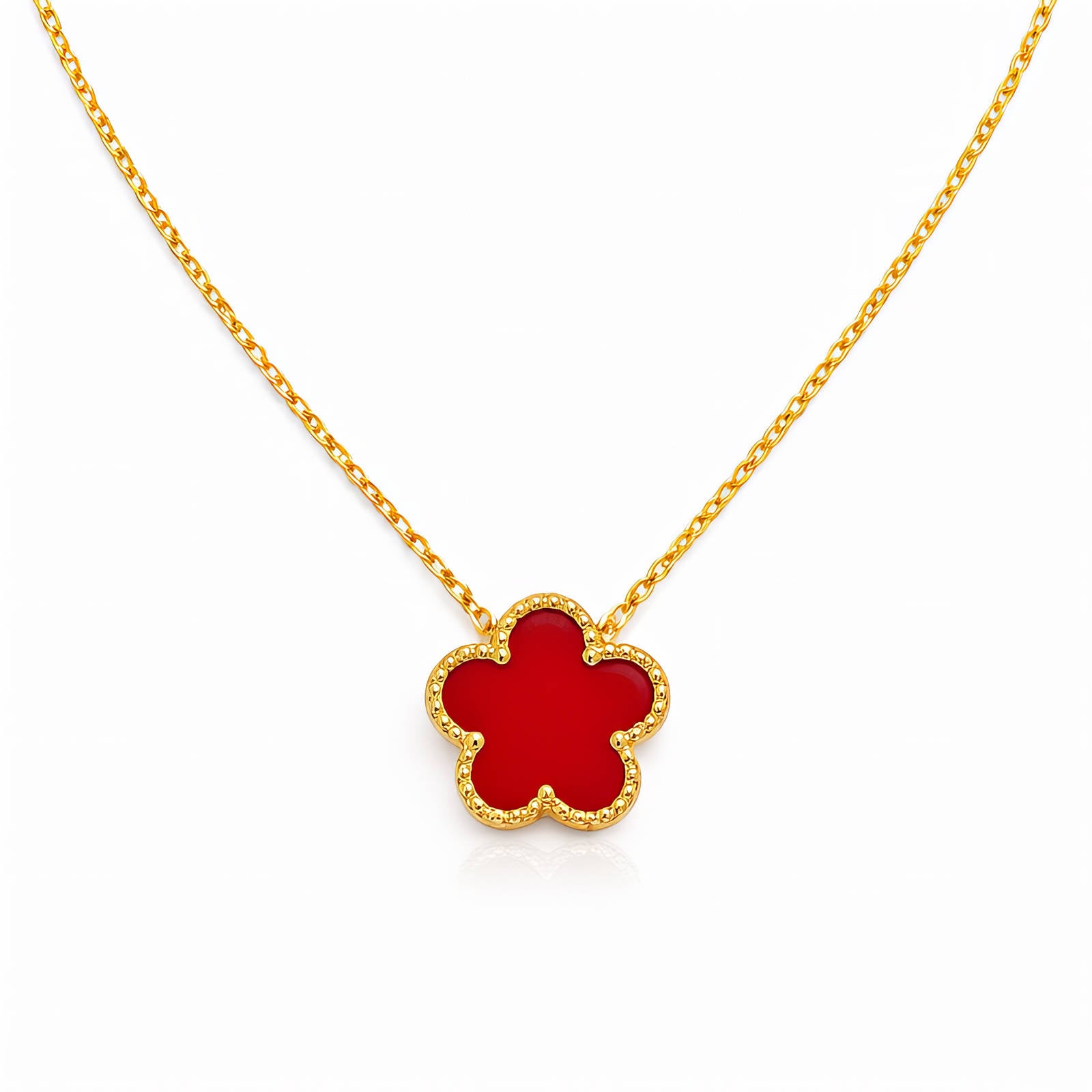 Flower Necklace, 18K Gold Plated Steel
