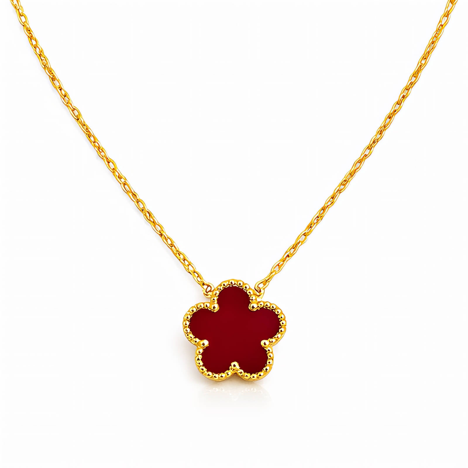 Flower Necklace, 18K Gold Plated Steel