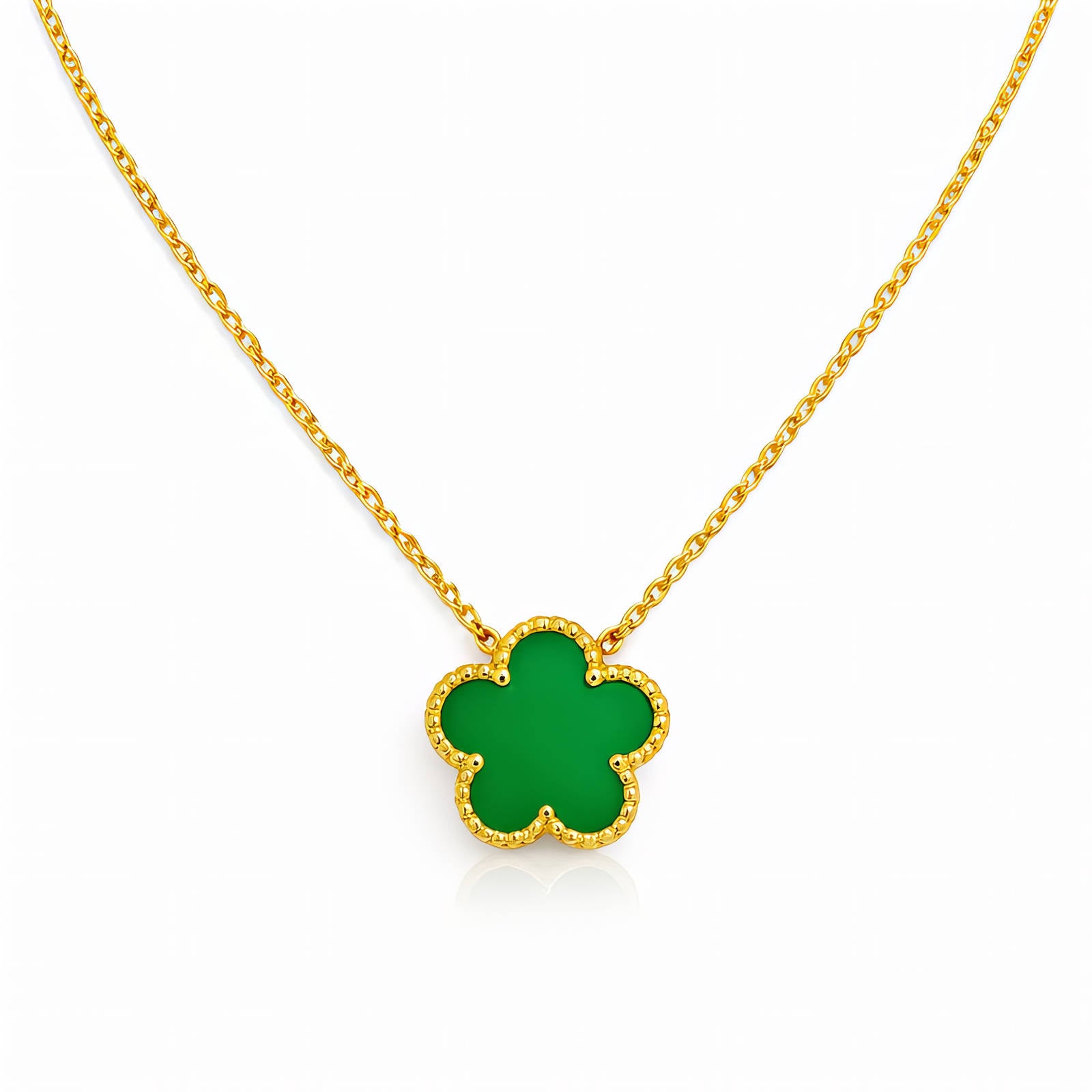 Flower Necklace, 18K Gold Plated Steel