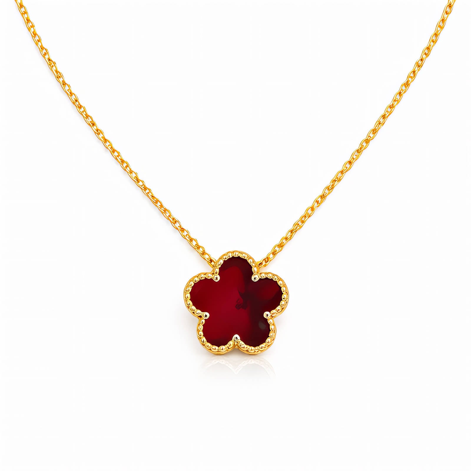 Flower Necklace, 18K Gold Plated Steel