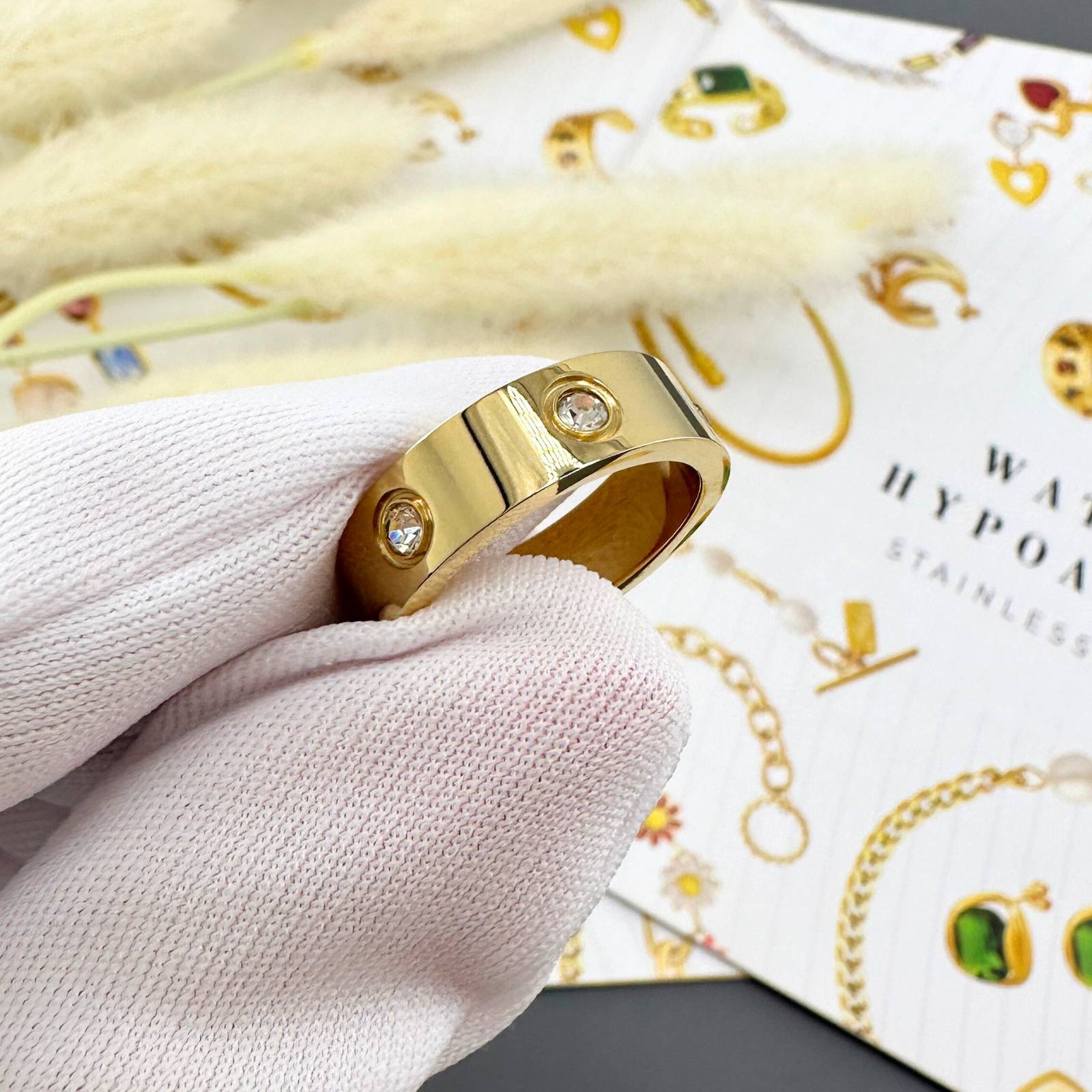 Ring, 18K Gold Plated Steel