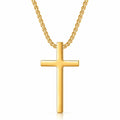 "Cross" Necklace, 18K Gold Plated Steel
