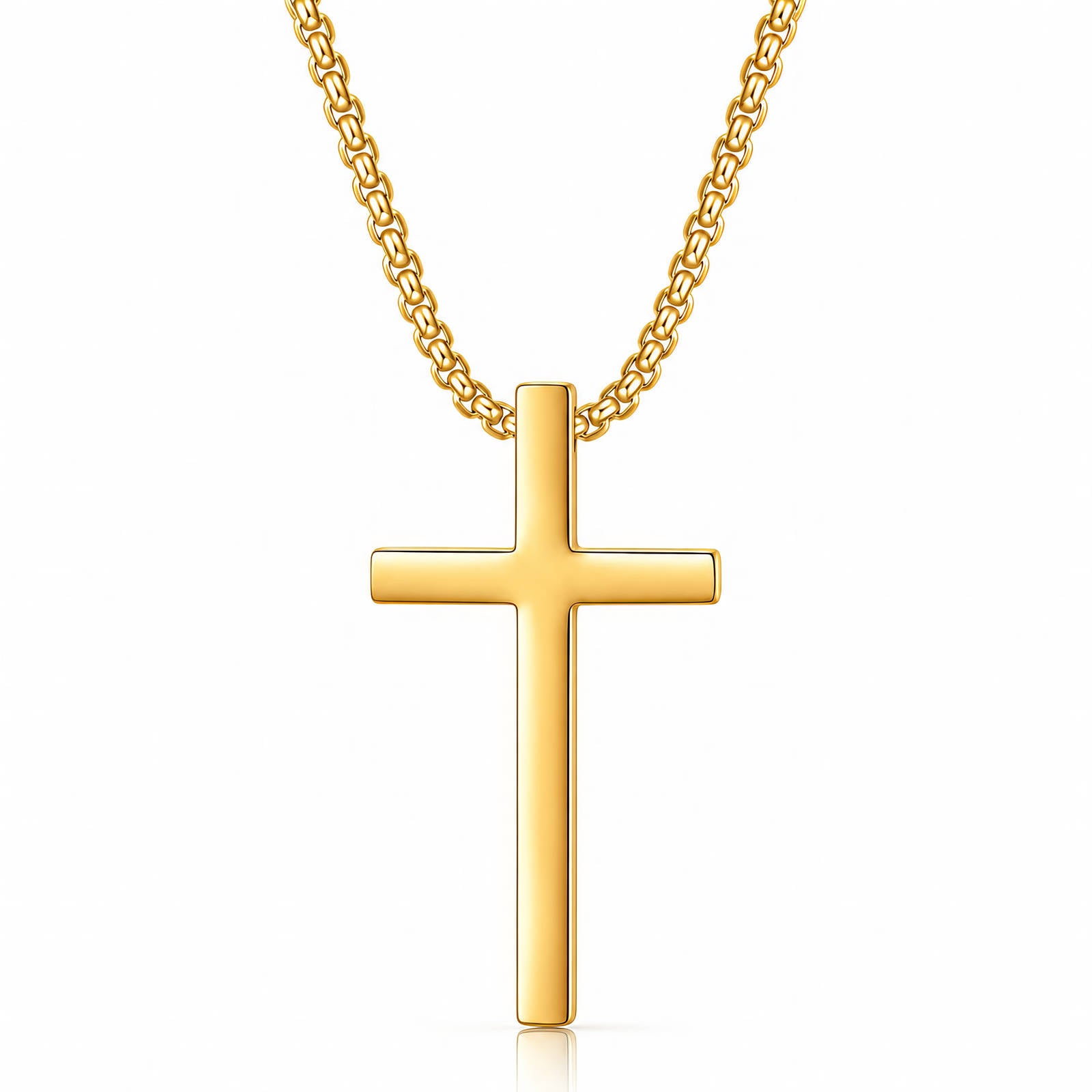 "Cross" Necklace, 18K Gold Plated Steel