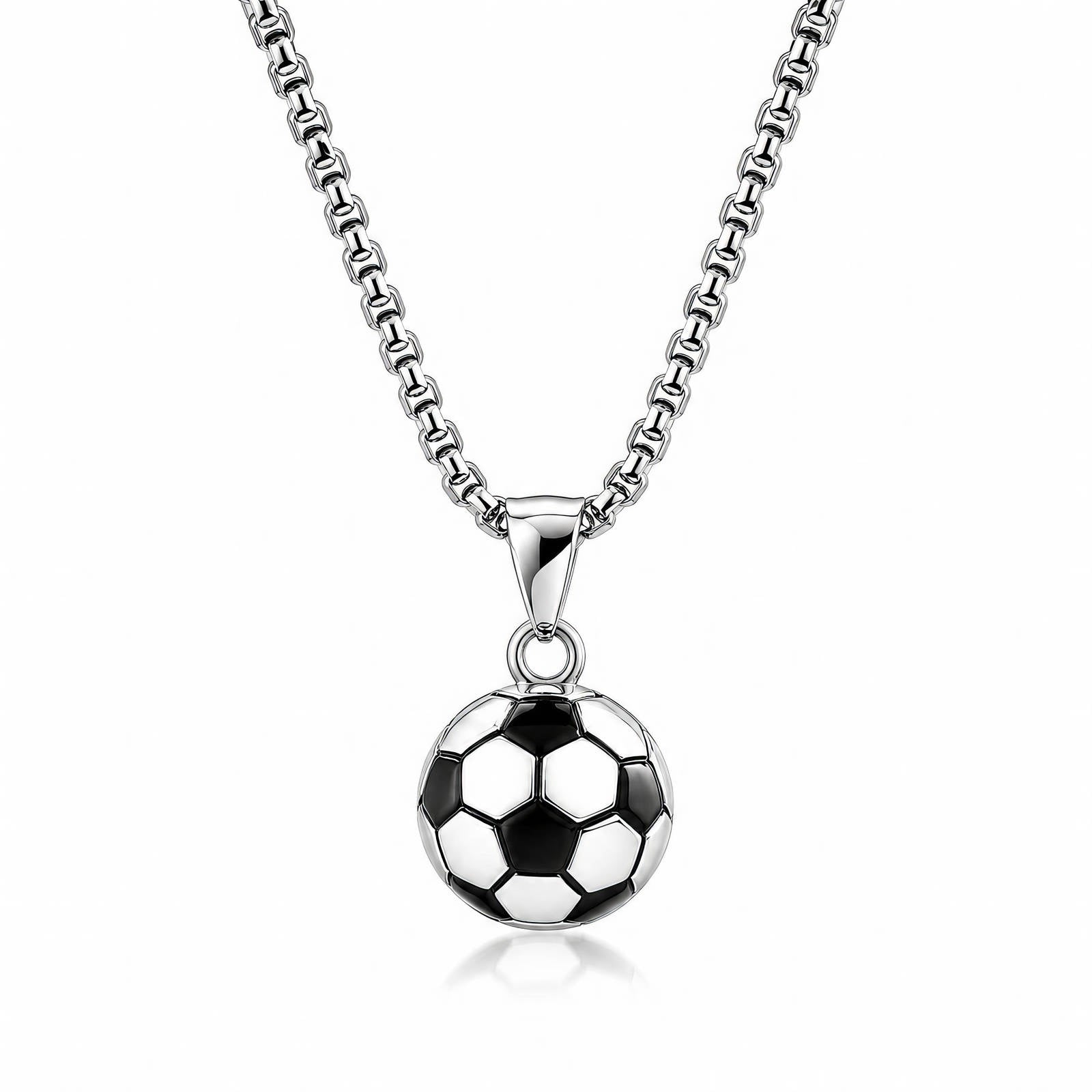 Soccer ball" Necklace, Stainless Steel