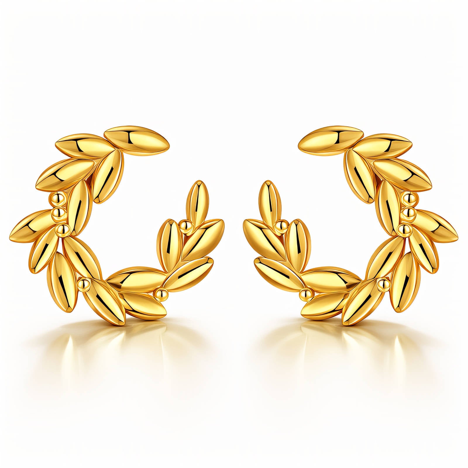 Leafs Earrings, 18K Gold Plated Steel