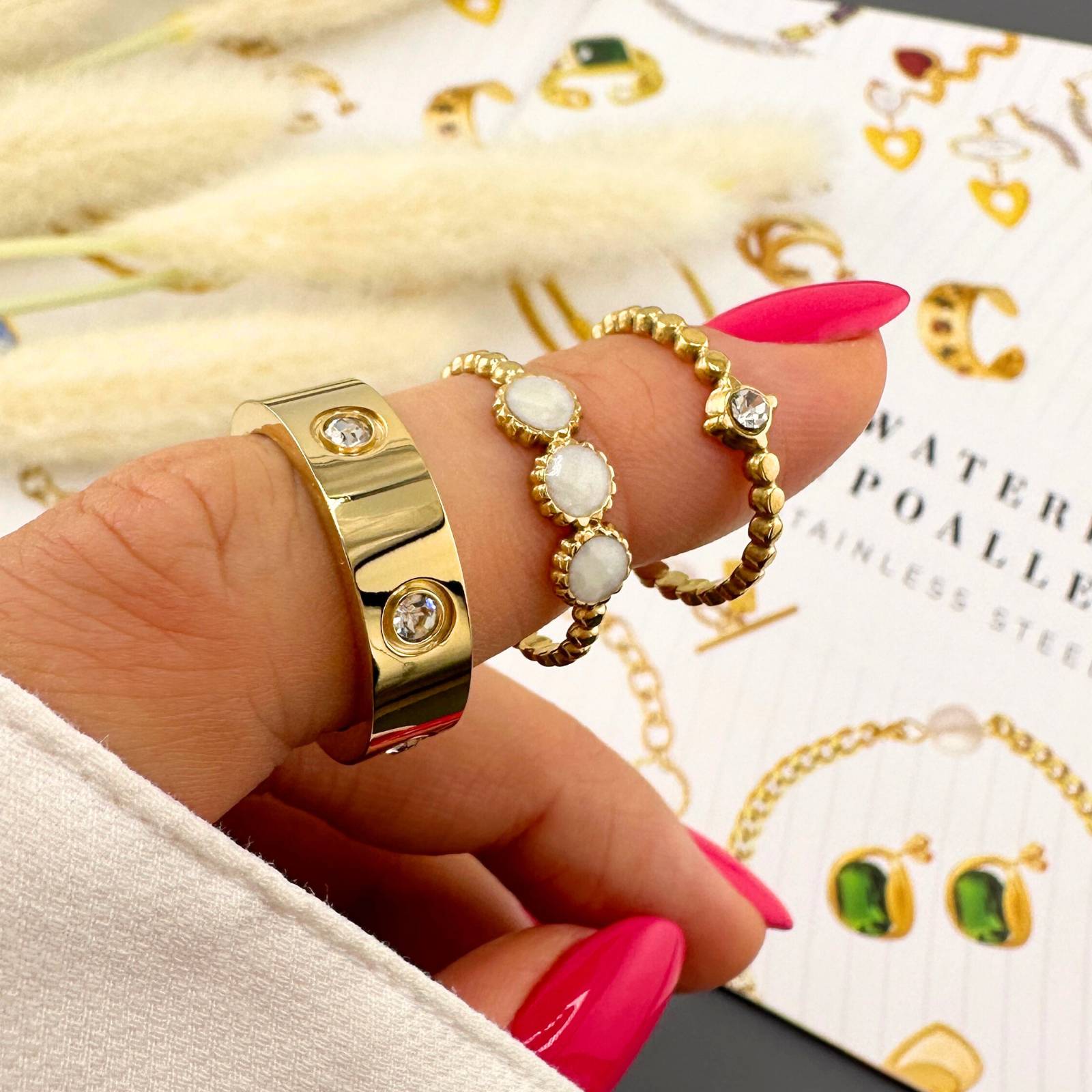 Ring, 18K Gold Plated Steel