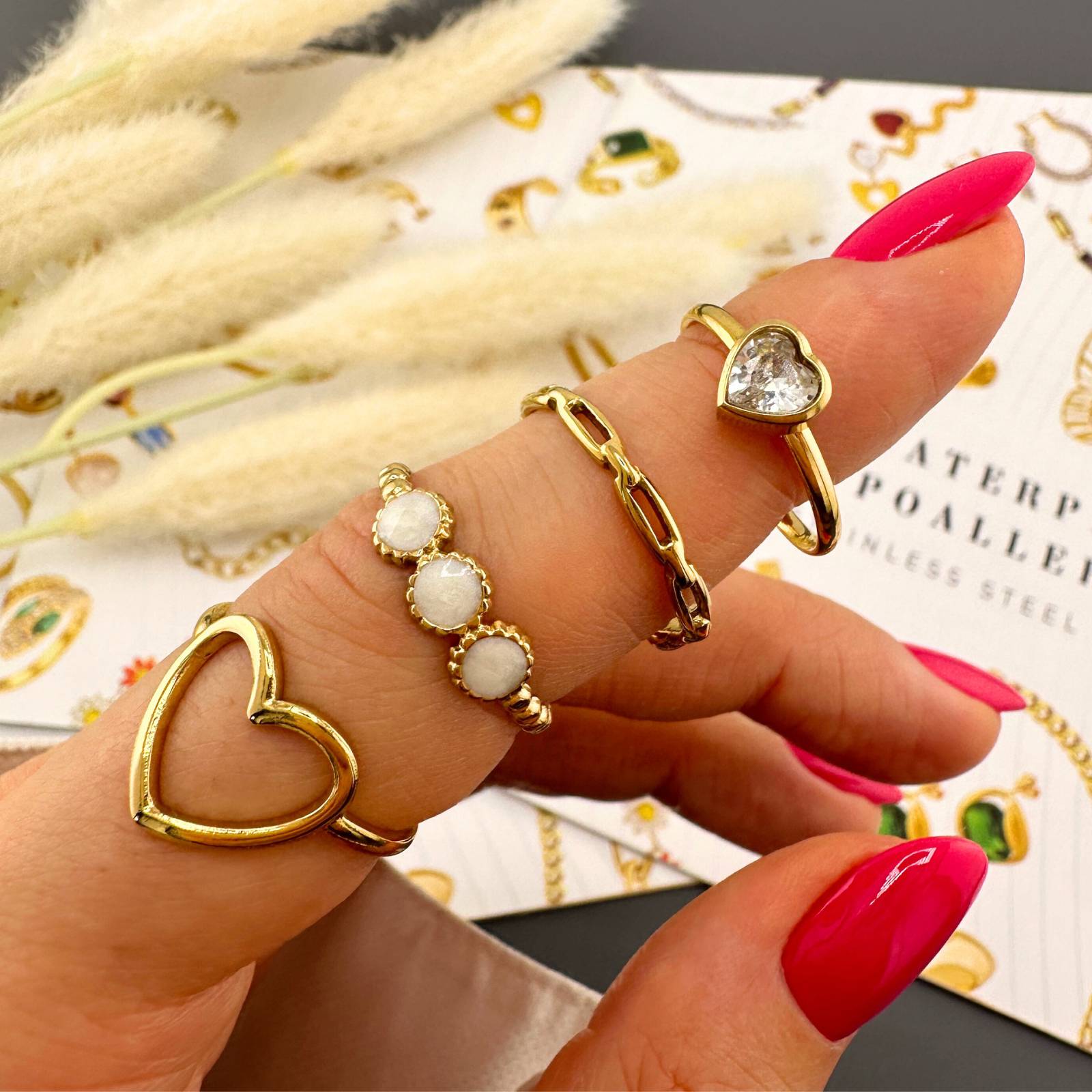 Ring, 18K Gold Plated Steel