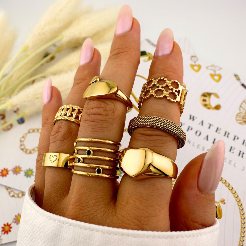 Heart Ring, 18K Gold Plated Steel